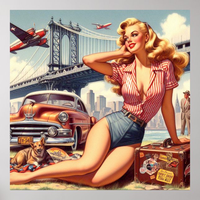 Póster Vintage Blonde Pin-up (Frente)