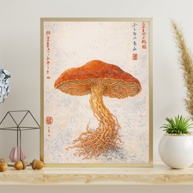 Póster Vintage Botanical Mushroom Illustration, Japanese  (Subido por el creador)