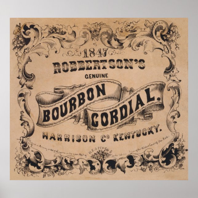 PÓSTER VINTAGE BOURBON AD 1847 (Frente)