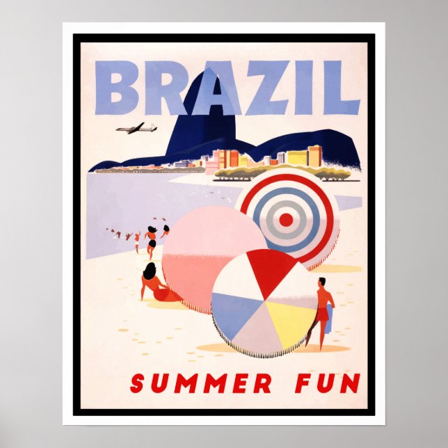 Póster Vintage Brazil Summer Fun Travel (Frente)