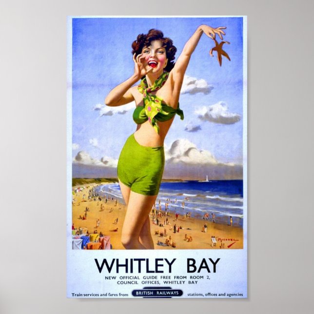 Póster Vintage British Poster Beach Holiday British Rail (Frente)