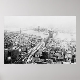 Póster Vintage Brooklyn and Manhattan Bridge Photograph