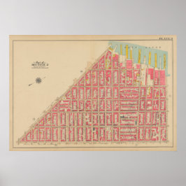 Póster Vintage Brooklyn Map | George Washington Bromley