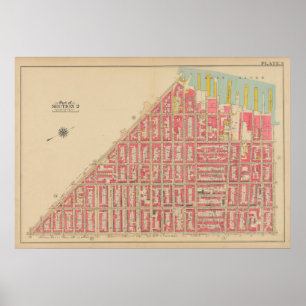 Póster Vintage Brooklyn Map   George Washington Bromley