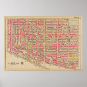 Póster Vintage Brooklyn Map   George Washington Bromley