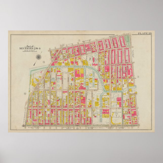 Póster Vintage Brooklyn Map | George Washington Bromley (Frente)