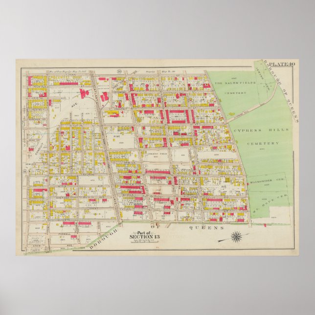 Póster Vintage Brooklyn Map | George Washington Bromley (Frente)