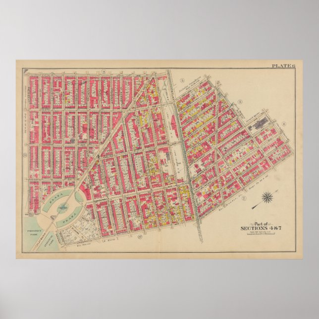Póster Vintage Brooklyn Map | George Washington Bromley (Frente)
