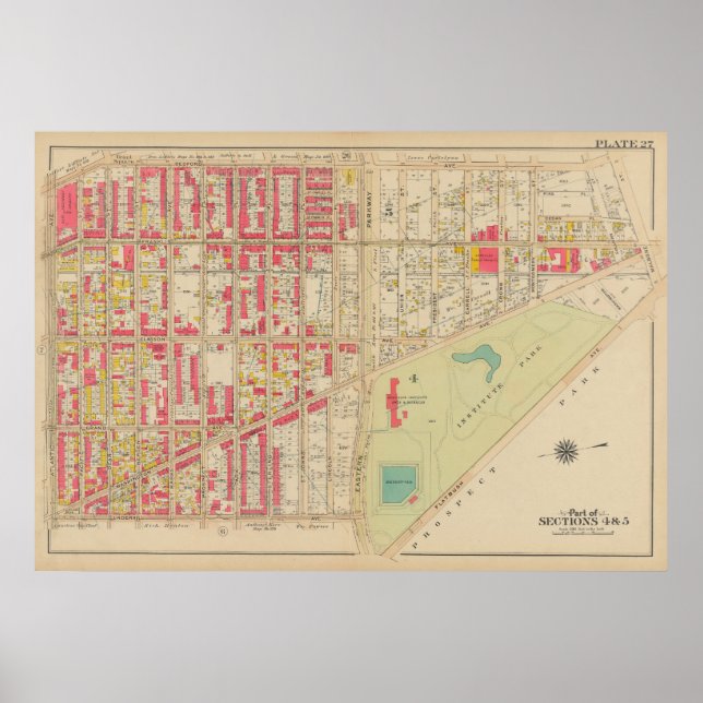 Póster Vintage Brooklyn Map | George Washington Bromley (Frente)