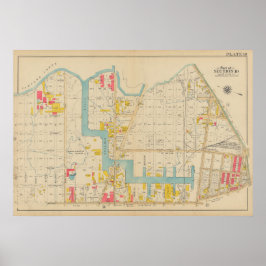 Póster Vintage Brooklyn Map | George Washington Bromley