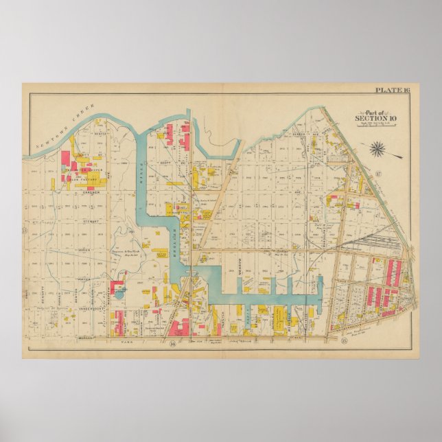 Póster Vintage Brooklyn Map | George Washington Bromley (Frente)
