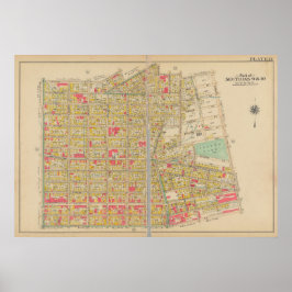 Póster Vintage Brooklyn Map | George Washington Bromley