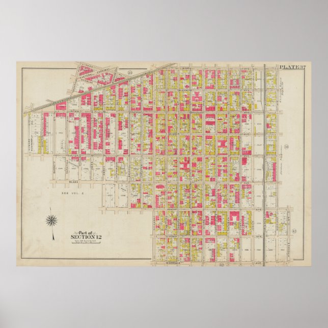 Póster Vintage Brooklyn Map | George Washington Bromley (Frente)