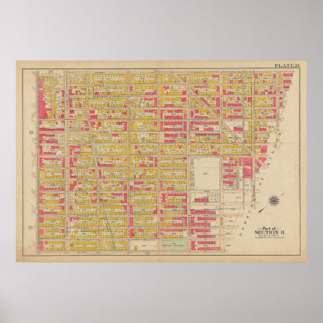 Póster Vintage Brooklyn Map | George Washington Bromley (Frente)
