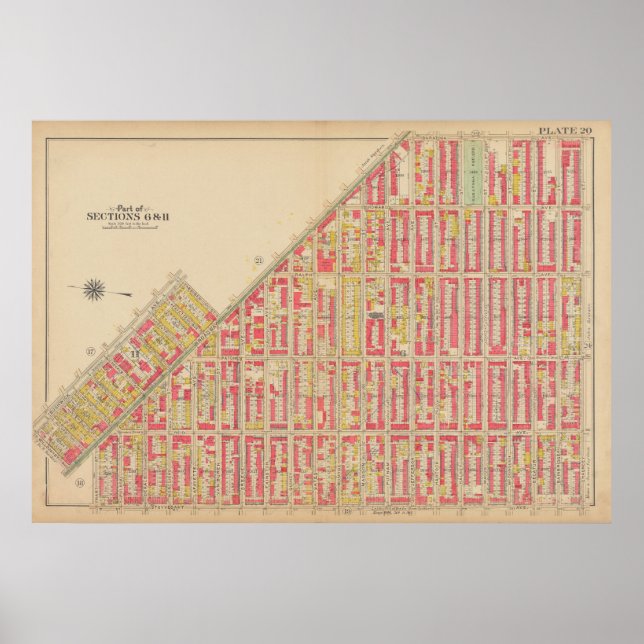 Póster Vintage Brooklyn Map | George Washington Bromley (Frente)