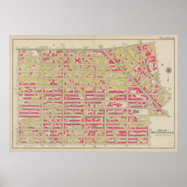 Póster Vintage Brooklyn Map | George Washington Bromley (Frente)
