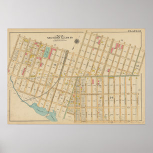 Póster Vintage Brooklyn Map   George Washington Bromley