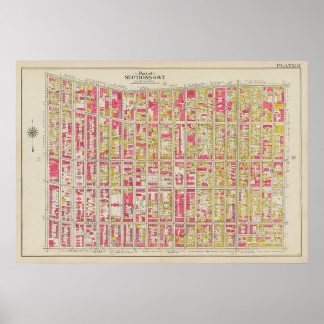 Póster Vintage Brooklyn Map | George Washington Bromley (Frente)