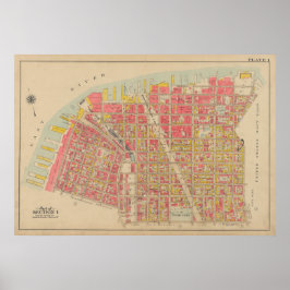 Póster Vintage Brooklyn Map | George Washington Bromley