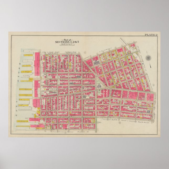 Póster Vintage Brooklyn Map | George Washington Bromley (Frente)