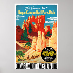 Póster Vintage Bryce Canyon Parque Nacional Utah Travel