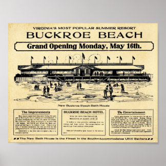 Póster Vintage Buckroe Beach Virginia Print