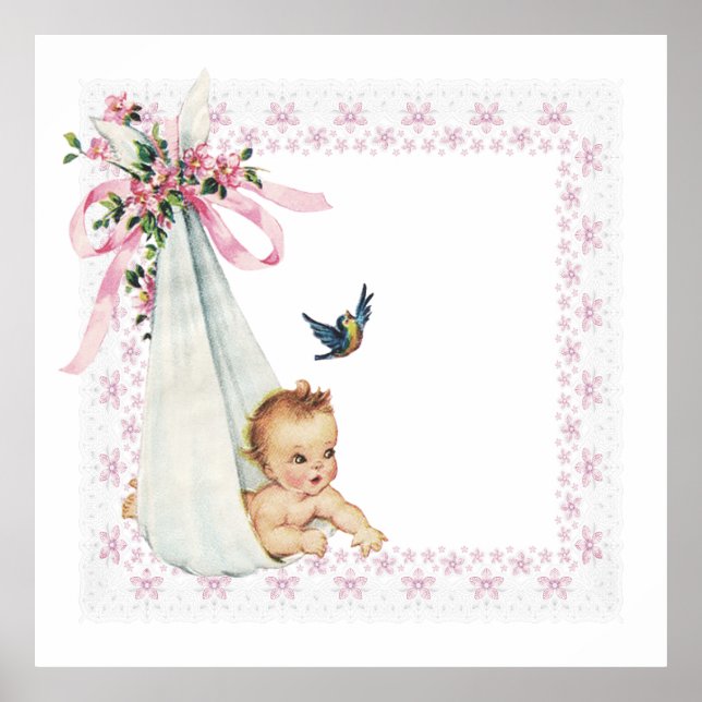 Póster Vintage Bundle of Joy Rosa Bebé Niña (Frente)