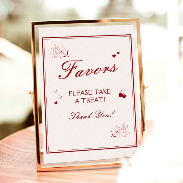 Póster Vintage Burgundy Valentine Bridal Shower Favor (Subido por el creador)