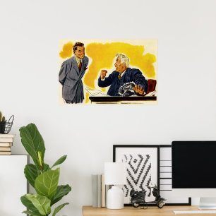 Póster Vintage Business, Mad CEO Executive Boss Employee