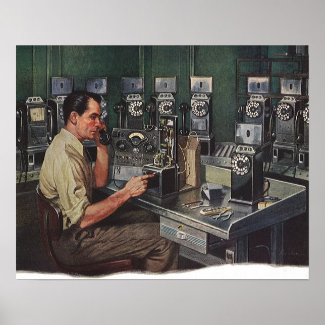 Póster Vintage Business, Pay Phone Reparman (Frente)
