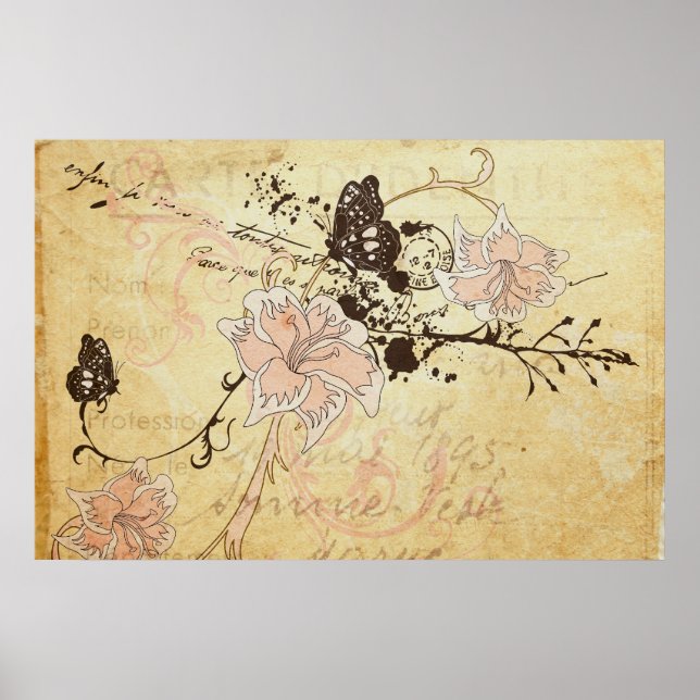Póster Vintage butterflies Poster (Frente)