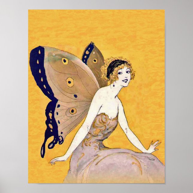Póster Vintage Butterfly Wings Fairy Fae Blond Hair (Frente)