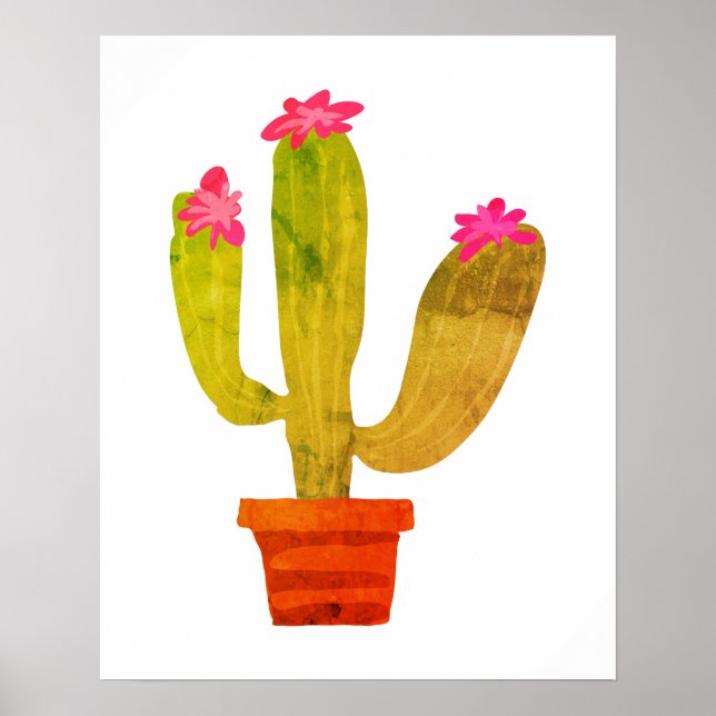 Póster Vintage cactus botanical floral drawing wall (Frente)