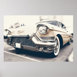 PÓSTER VINTAGE CADILLAC BEIGE CON LA PARRILLA DEL CROMO