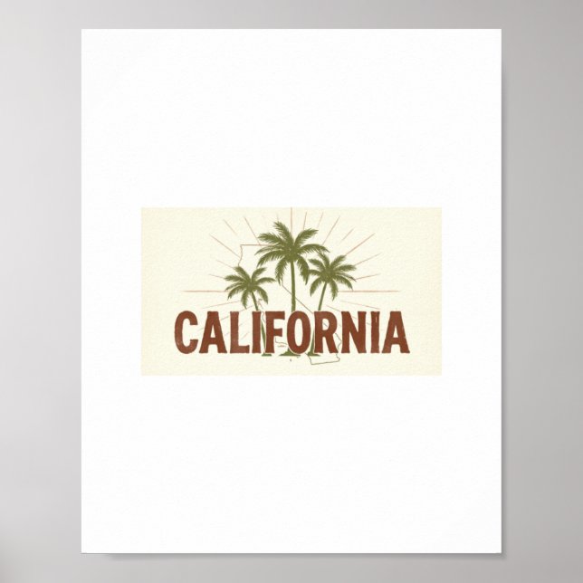 Póster Vintage California Sweatshirt | Retro Palm Tree St (Frente)