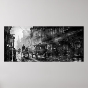 Póster Vintage calle del siglo XIX B&W foto