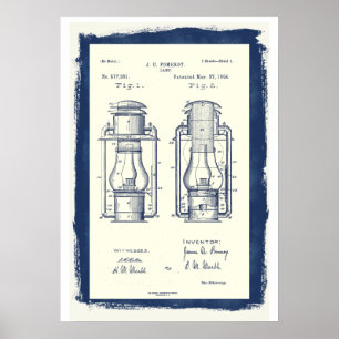 Póster Vintage Camping Lantern Patente