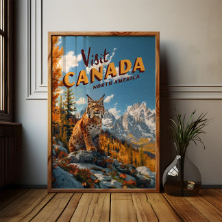 Póster Vintage Canada Lynx Travel