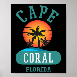 Póster Vintage Cape Coral Florida Playas Novedad Art Pal