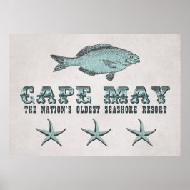 Póster Vintage Cape May Seashore Resort Poster