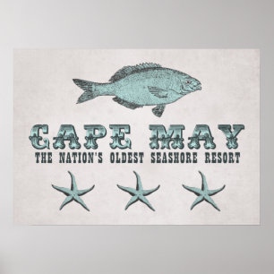 Póster Vintage Cape May Seashore Resort Poster