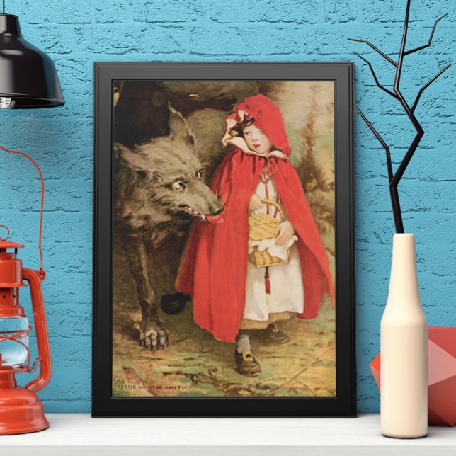 Póster Vintage Caperucita Roja y gran lobo malo (Subido por el creador)