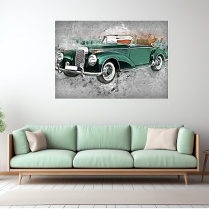 Póster Vintage Car Green Timeless Art
