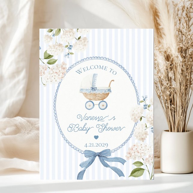 Póster Vintage Carriage French Blue Baby Shower Welcome (Subido por el creador)