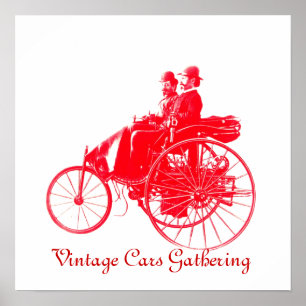 Póster Vintage Cars Gathering , white red