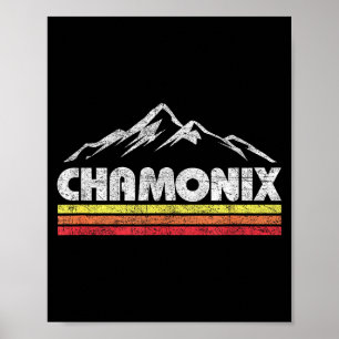 Póster Vintage chamonix retro montaña hombre mujeres