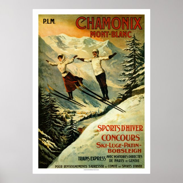 Póster Vintage Chamonix Ski (Frente)