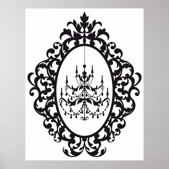 Póster Vintage chandelier in antique picture frame (Frente)