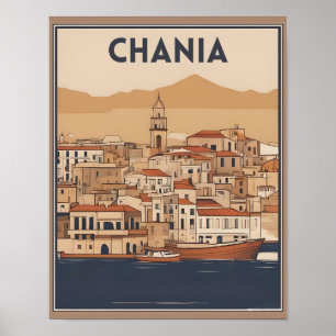 Póster Vintage Chania City Souvenirs creativo viaje de gr