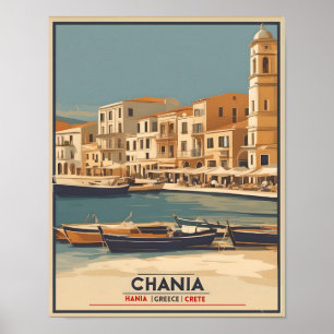 Póster Vintage Chania City Souvenirs creativo viaje de gr